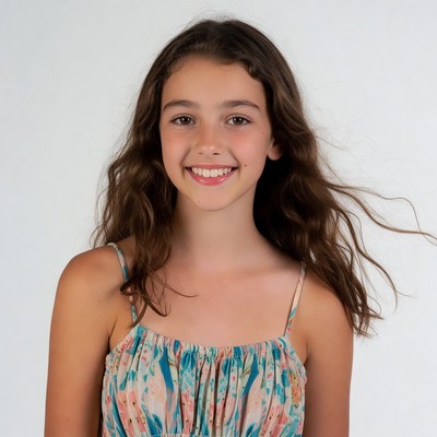 Smiling girl in floral tank top