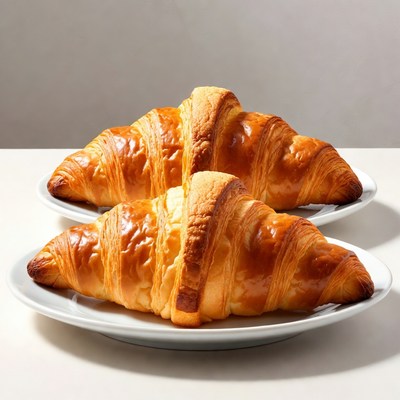 Fresh Croissants on Plates