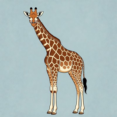 Giraffe standing on blue background
