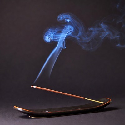 Incense Stick Burning Blue Smoke