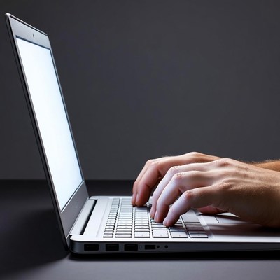 Man typing on laptop