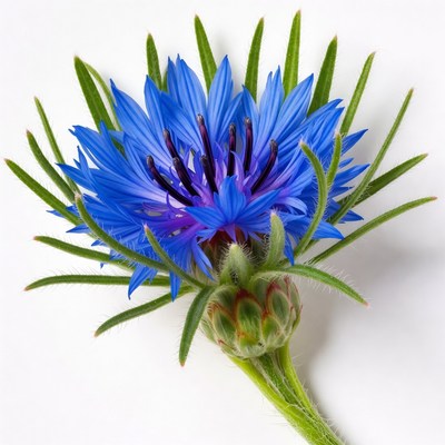 Blue Cornflower Flower with Bud