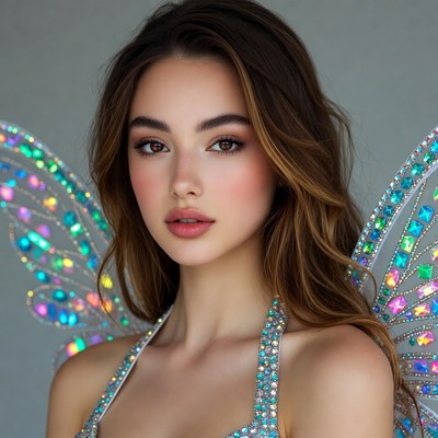 Woman with glittery fairy wings