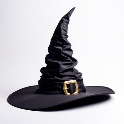 Black witch hat with gold buckle