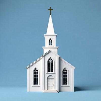 White Church with Gold Cross