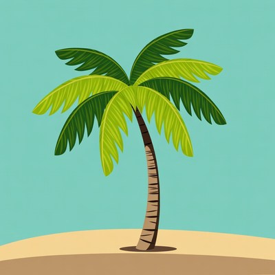 Cartoon Palm Tree on Beach