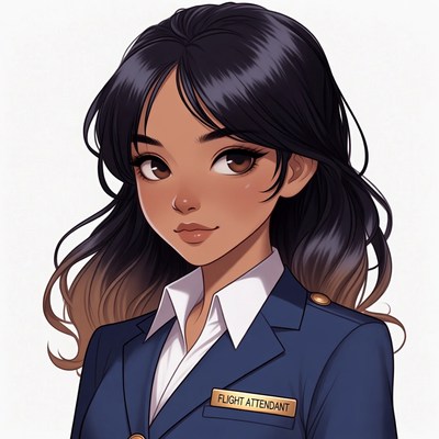Asian flight attendant illustration