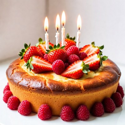 Strawberry Cheesecake with Candles