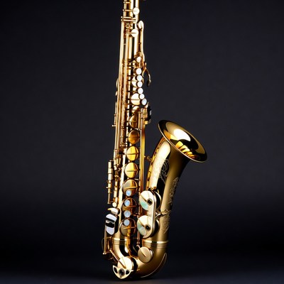 Golden Soprano Saxophone on Black Background