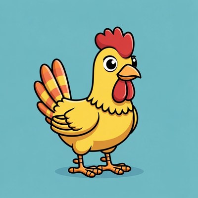 Cartoon yellow rooster standing
