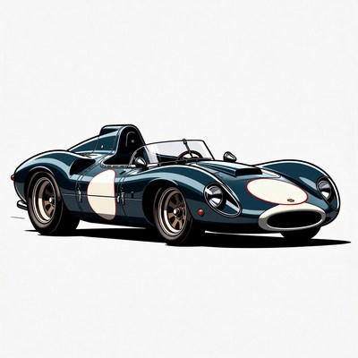 Classic Jaguar D-Type Race Car Illustration