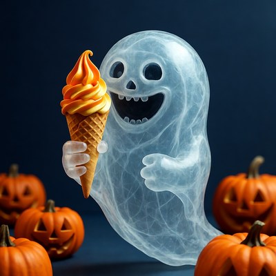 Ghost holding ice cream cone