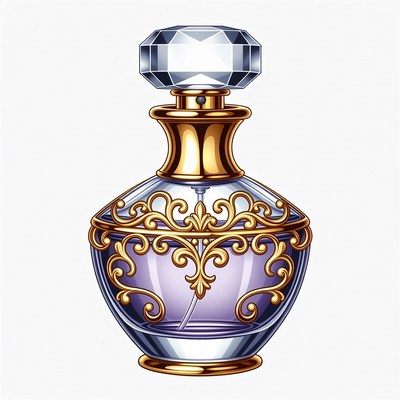 Luxurious Purple Perfume Bottle Illustration