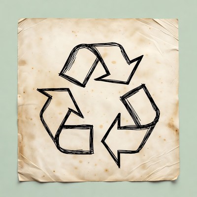 Recycle Symbol on Aged Paper