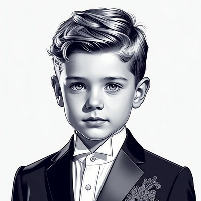 Young boy in tuxedo portrait