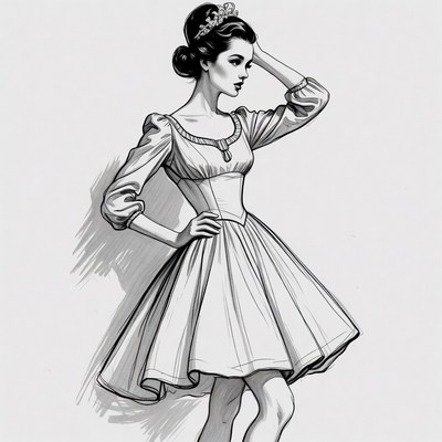 Elegant woman in vintage dress