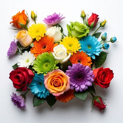 Colorful Flower Bouquet on White Background