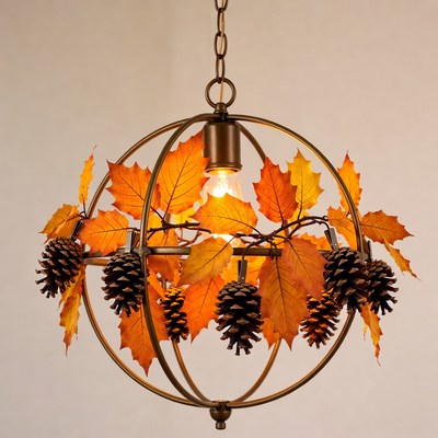 Autumn Leaf Pinecone Chandelier