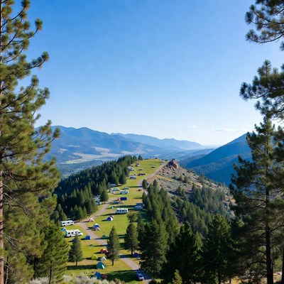 RV Campground in Mountain Forest