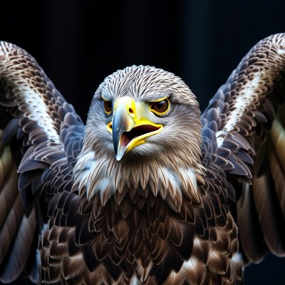 Eagle spreading wings aggressively