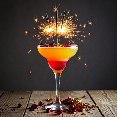 Margarita with Sparklers on Wood