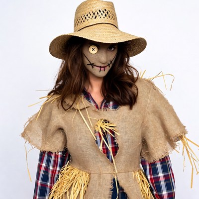 Woman in scarecrow costume