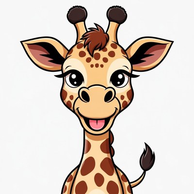 Cute Cartoon Giraffe Smiling