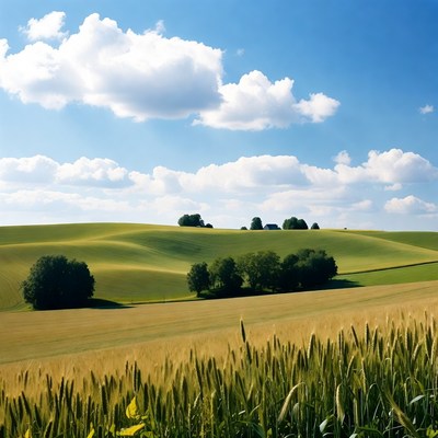 Golden Wheat Field Rolling Hills
