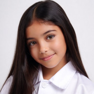 Smiling girl in white school shirt
