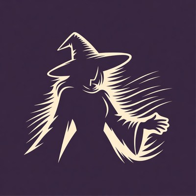 Silhouette Witch with Pointed Hat
