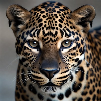 Close-up leopard face portrait