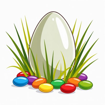 White Easter Egg with Rainbow Candy Eggs