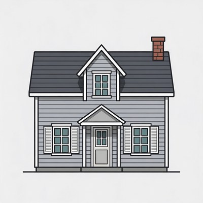 Gray Shingled House Illustration