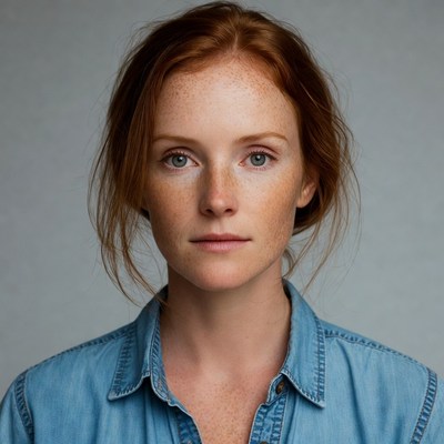 Redhead woman with freckles