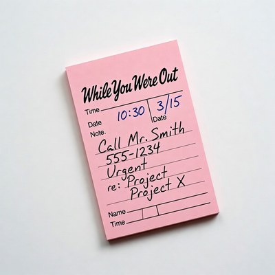 Pink While You Were Out Message Slip