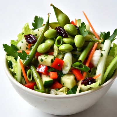 Fresh vegetable salad with edamame