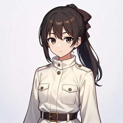 Anime girl in white military uniform