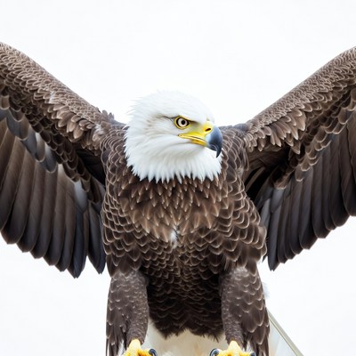 Bald eagle with wings spread