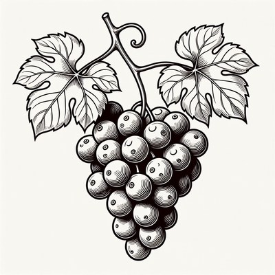 Grapes with Leaves Illustration