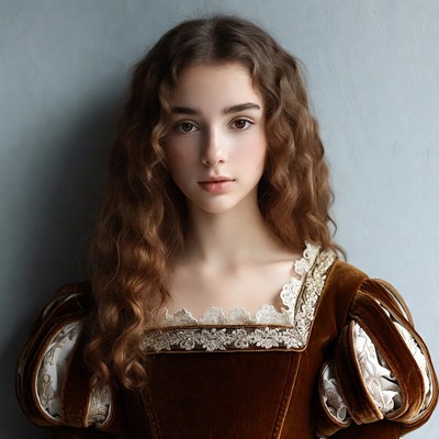 Young woman in Renaissance brown dress