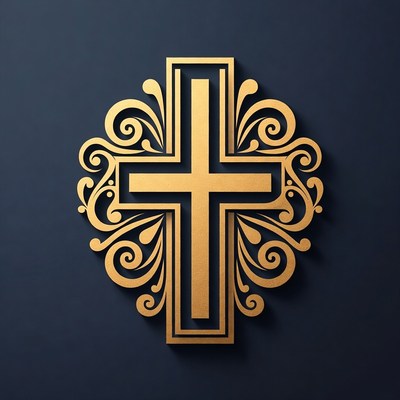 Ornate Golden Cross Illustration