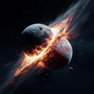 Colliding Planets Explosive Impact