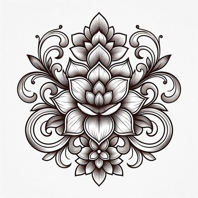 Ornate Lotus Flower Mandala Illustration