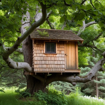 Treehouse in Large Oak Tree