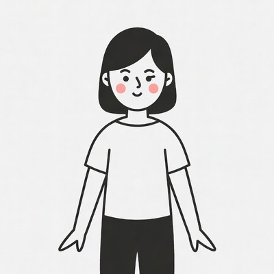 Asian girl illustration with arms outstretched