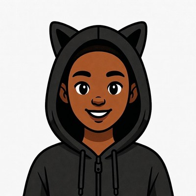 African-American girl in cat ear hoodie