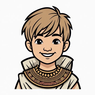 Cartoon boy in ancient Egyptian attire