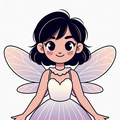 Cute anime fairy girl with wings