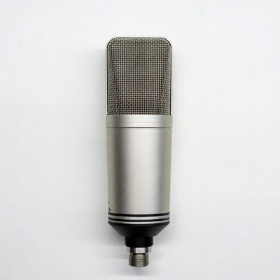 Silver Condenser Microphone on White Background