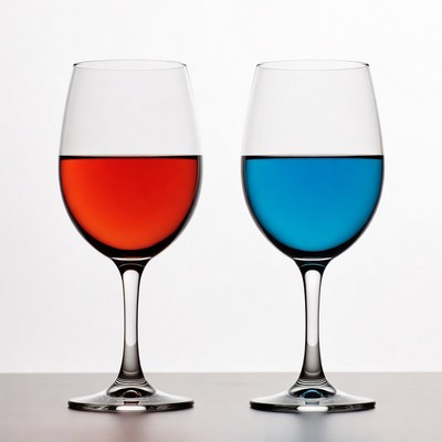 Red and Blue Wine Glasses